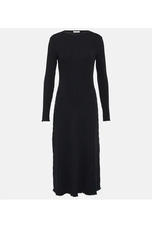 Vince Ribbed-knit cotton-blend midi dress
