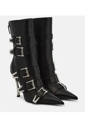 VERSACE Pin-Point Buckle leather ankle boots