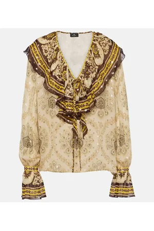 Etro Ruffled paisley silk-blend blouse