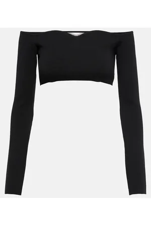 Nina Ricci Off-shoulder wool-blend crop top