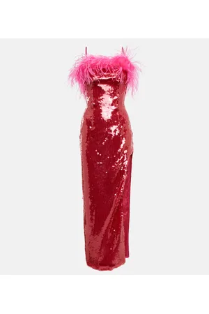 GIUSEPPE DI MORABITO Sequined feather-trimmed gown