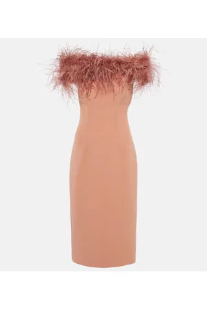 Safiyaa Feather-trimmed midi dress
