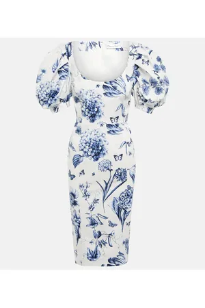 Oscar de la Renta Floral cotton-blend midi dress