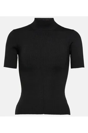 Oscar de la Renta Ribbed-knit silk-blend top