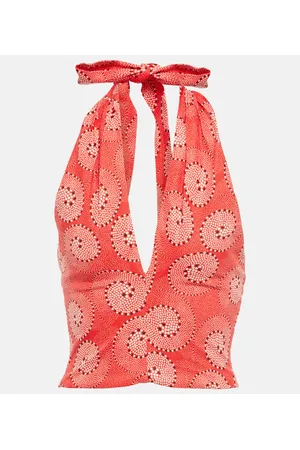 Staud Kai printed halterneck crop top
