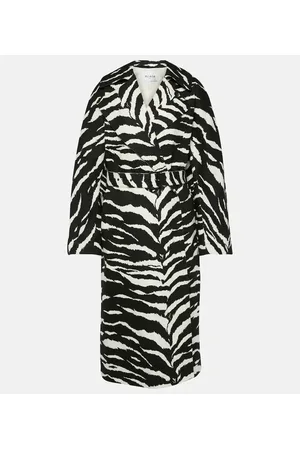 Alaïa AlaÃ¯a Zebra-print denim trench coat