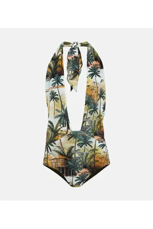 JOHANNA ORTIZ Hidden Paradise printed halterneck swimsuit