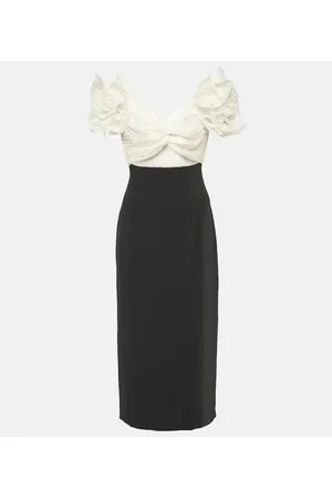 Costarellos Ziselle cutout LurexÂ® and crÃªpe midi dress