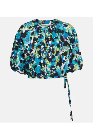 Diane von Furstenberg Dario floral cotton-blend top