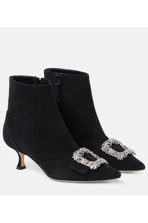Manolo Blahnik Baylow embellished suede ankle boots