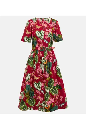 Oscar de la Renta Printed poplin midi dress