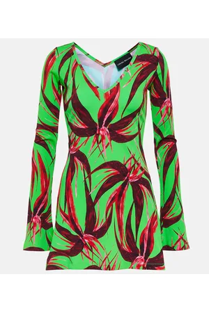 Louisa Ballou Printed ribbed-knit jersey minidress