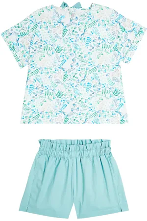 Il gufo Printed cotton T-shirt and shorts set