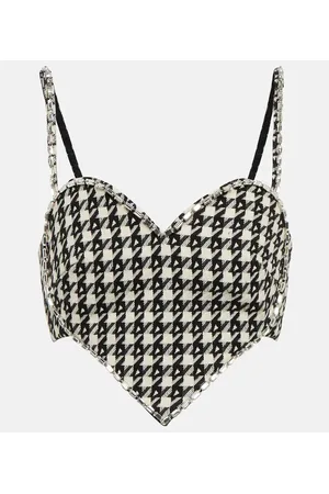 AREA Embellished checked crop top