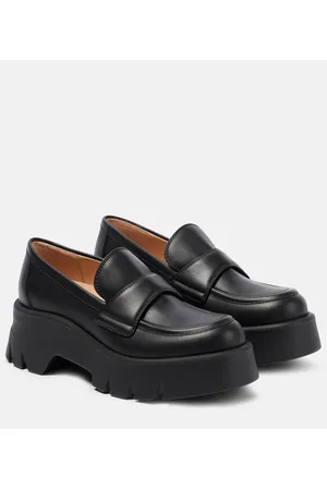 Gianvito Rossi Farren leather platform penny loafers