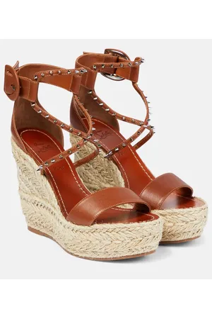 Christian Louboutin Chocazeppa leather wedge espadrilles