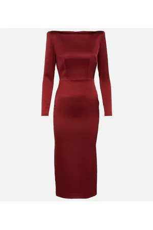 ALEX PERRY Satin crÃªpe midi dress