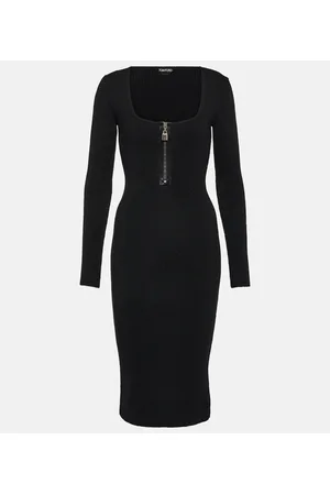 Tom Ford Ribbed-knit wool midi dress
