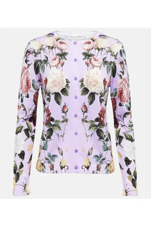 Oscar de la Renta Floral cotton-blend cardigan
