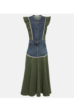 Chloé ChloÃ© Denim-paneled midi dress