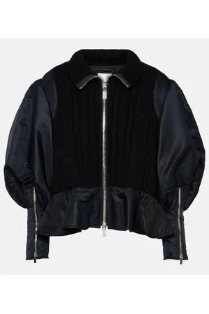 NOIR KEI NINOMIYA Peplum wool and technical bomber jacket