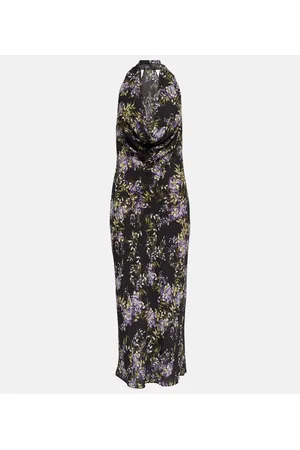 Norma Kamali Floral cowlneck georgette midi dress