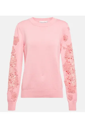 Oscar de la Renta AppliquÃ©d cotton sweater