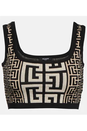 Balmain Monogram jacquard crop top