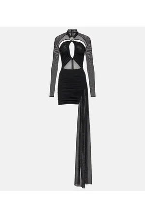 DAVID KOMA Asymmetric cutout jersey minidress
