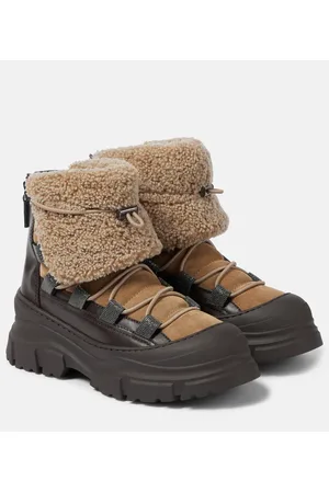 Brunello Cucinelli Shearling-lined suede ankle boots
