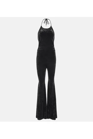 ALEXANDRE VAUTHIER Halterneck flared velvet jumpsuit