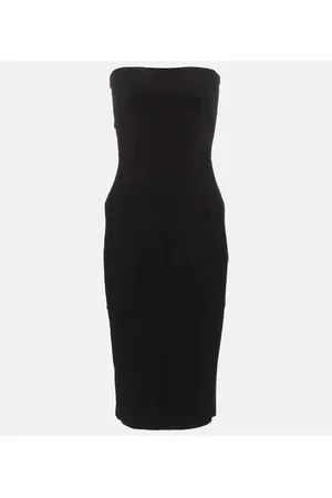 Norma Kamali Strapless jersey-blend midi dress