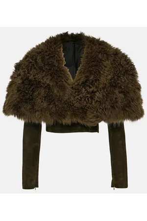 Alaïa AlaÃ¯a Cropped shearling and suede jacket