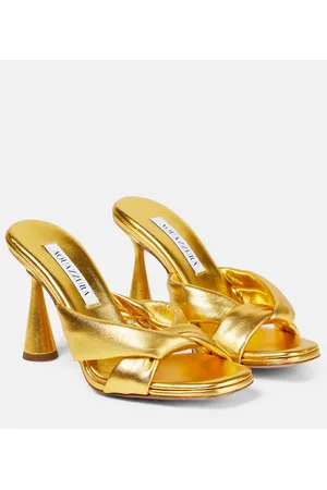 Aquazzura Amore metallic leather mules