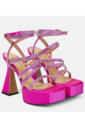 Mach & Mach Sydney embellished satin platform sandals