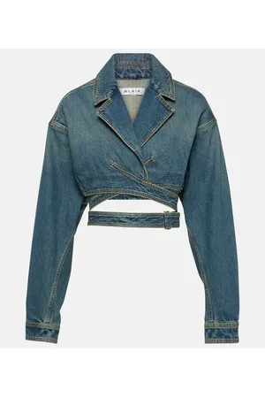 Alaïa AlaÃ¯a Cropped denim wrap jacket