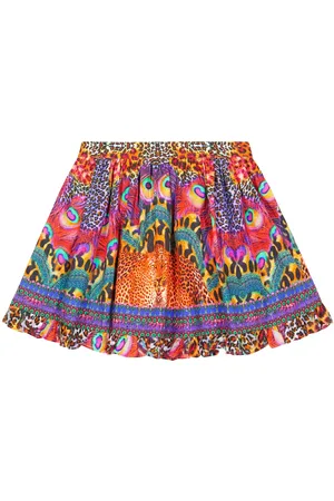 Camilla Xanadu Rising embellished printed cotton skirt