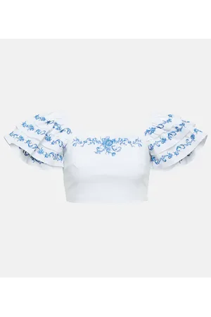 Caroline Constas Delia embroidered crop top