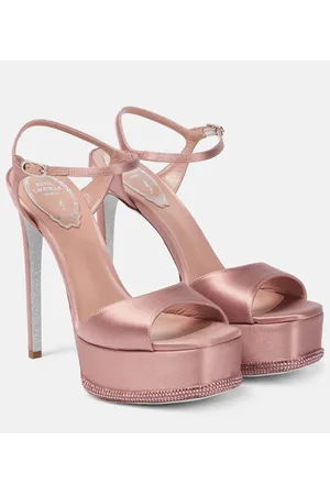 RENE CAOVILLA Embellished satin platform sandals