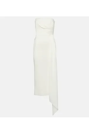 ALEX PERRY Bridal draped strapless crepe midi dress