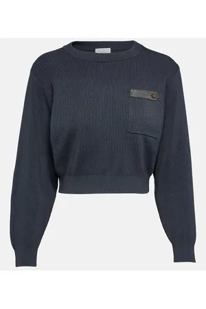 Brunello Cucinelli Cropped ribbed-knit cotton sweater
