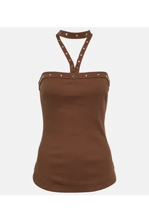 The Attico Ribbed-knit halterneck jersey top
