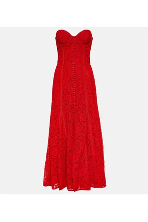 Costarellos Sharie bustier lace midi dress