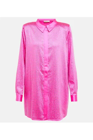 Self-Portrait Crystal-embellished satin shirt
