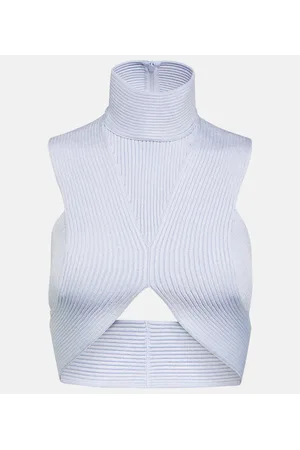 Alaïa AlaÃ¯a Ribbed-knit crop top