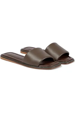 Brunello Cucinelli Embellished leather slides