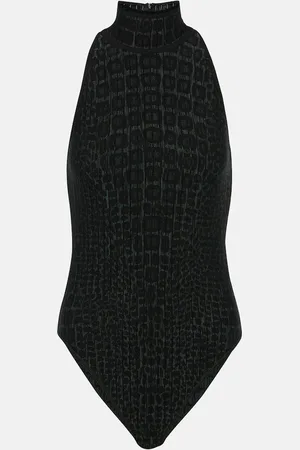 Alaïa AlaÃ¯a Croc-effect halterneck bodysuit