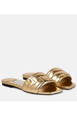 Jimmy Choo Themis metallic leather slides