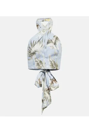 Erdem Luna printed cotton cropped top