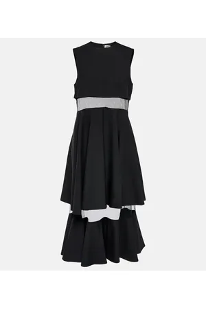 NOIR KEI NINOMIYA Mesh-trimmed wool midi dress